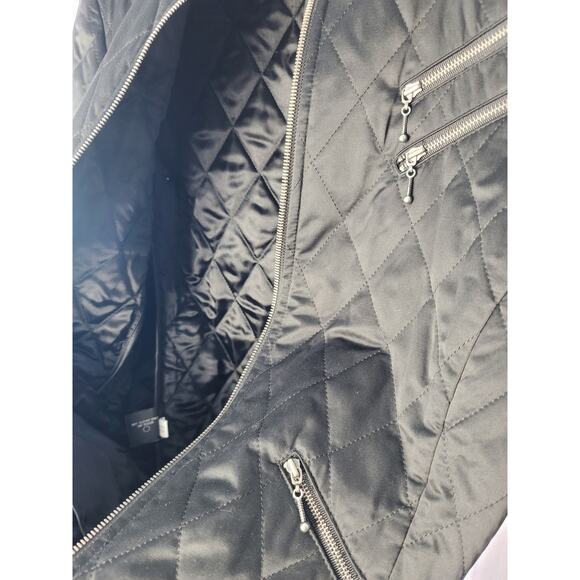 EXPRESS BLACK QUILTED ZIPPER DETAIL WOMEN'S MOTO JACKET - 14 JUNIORS (M) WOMENS - Picture 8 of 9